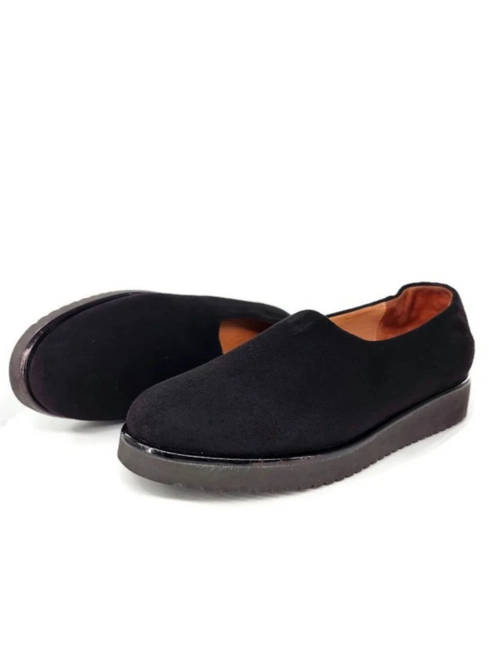 L'Amour Des Pieds Black Soft Vegan Suede Round Toe Slip On Flat Comfort Loafers